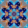 Butterfly Kaleidoscope Cobalt flat