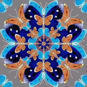 Butterfly Kaleidoscope Cobalt flat